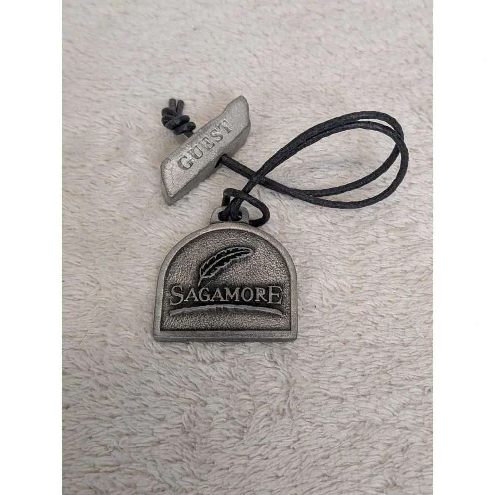 Sagamore Guess Designed by J. Guinn Noblesville Indiana Pewter‎ Metal Tag